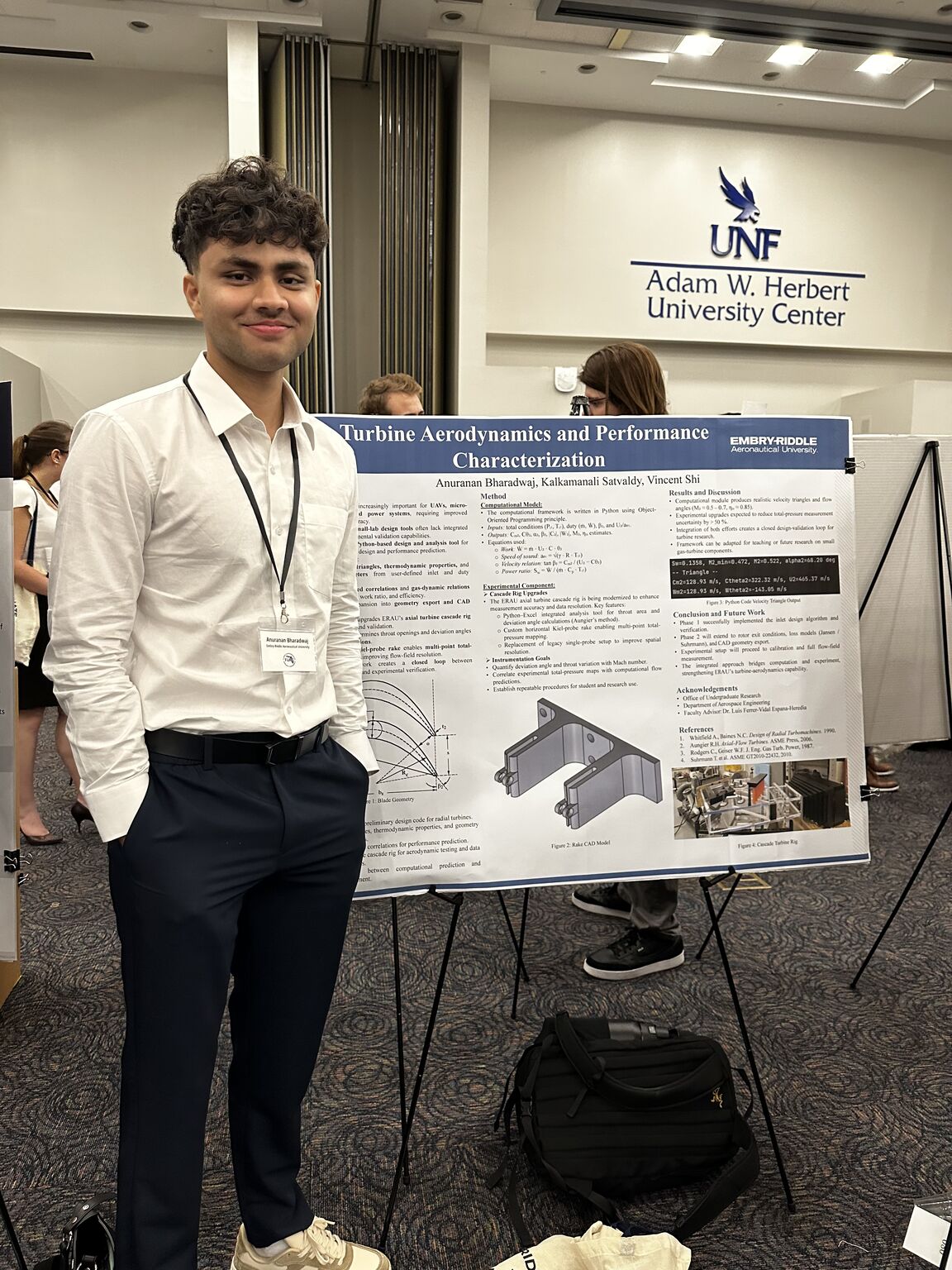 Presenting the Turbine Aerodynamics research poster at FURC, UNF Jacksonville