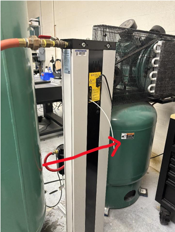 Dryer and air storage system &ndash; second view showing pressurized supply plumbing