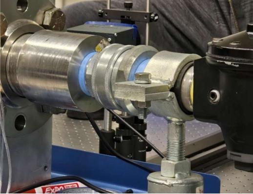 C-D nozzle test section with Schlieren optical components mounted on the optical table