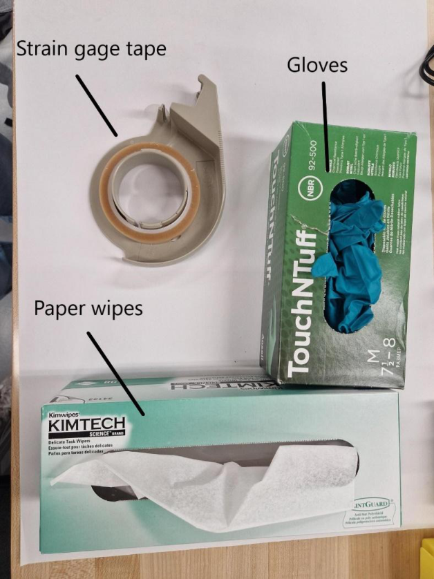 Tape, gloves, and wipes