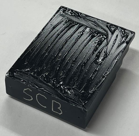 Aluminum Calibration Block after the application of Ultrasonic Couplant