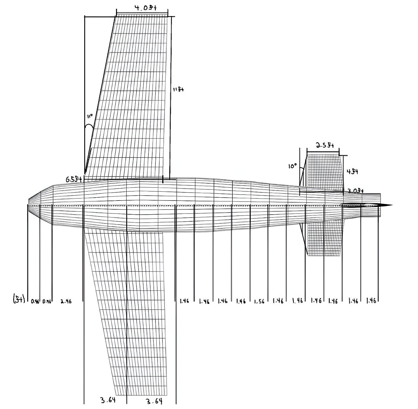 CAD top view of aircraft
