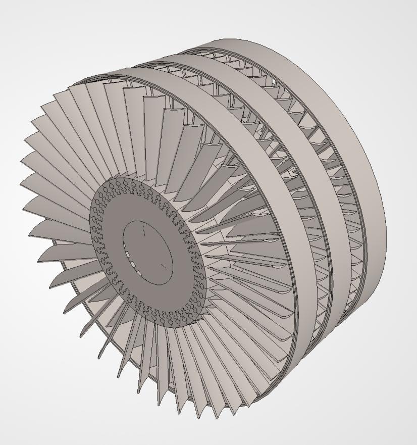 LPC CAD model showing 3-stage compressor configuration