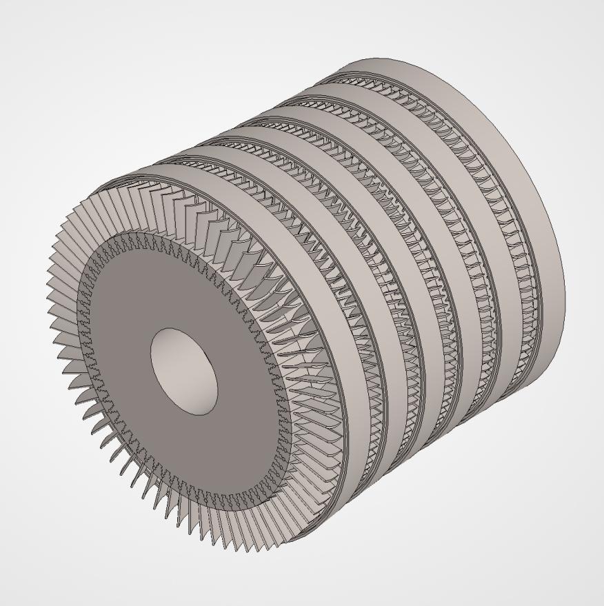 HPC CAD model showing 6-stage high-pressure compressor