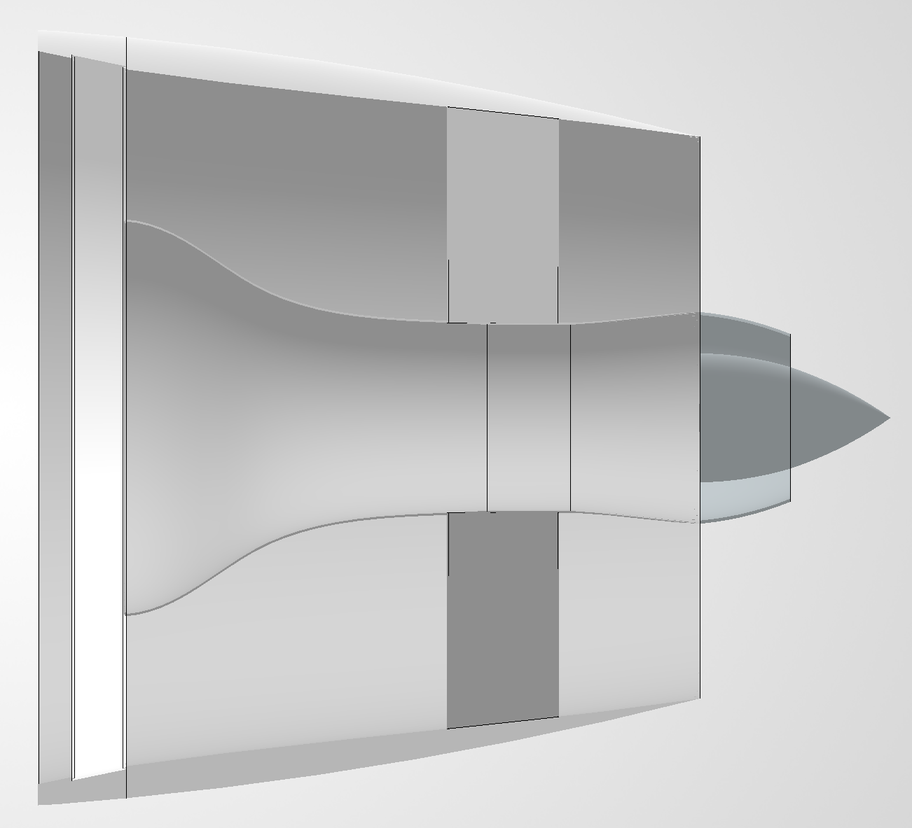 Nozzle CAD model showing the core and bypass exhaust geometry