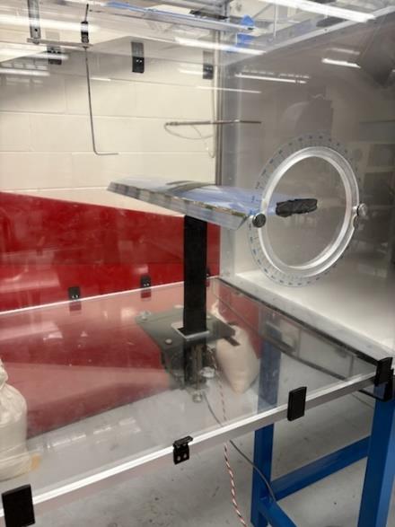 NACA 4412 wing mounted in wind tunnel test section